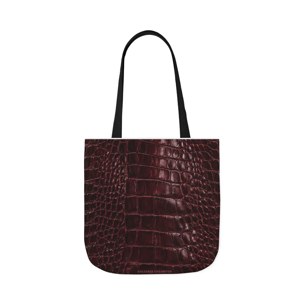 Alligator | Burgundy Print All-Over Pattern Tote Bag (non-textured printed fabric)