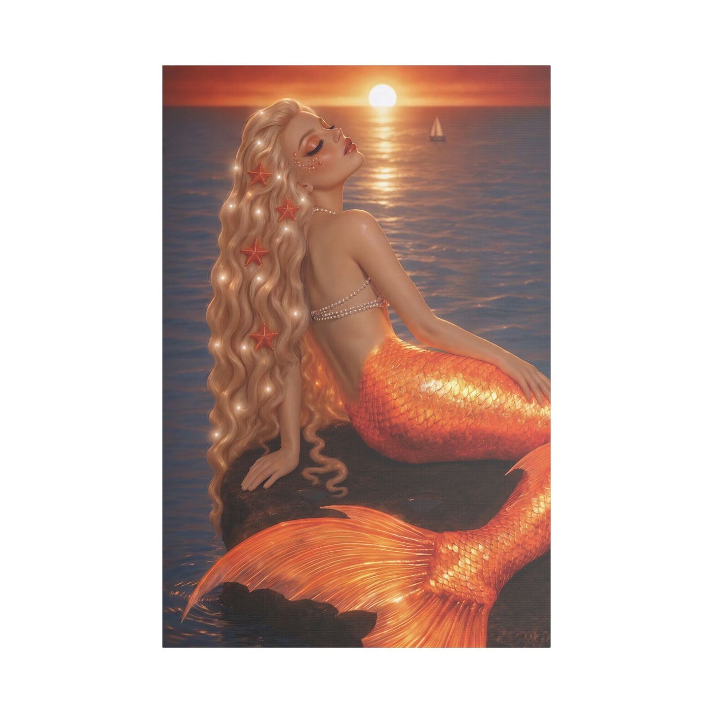 Gilded Sirens | Amber Horizon, Satin Stretched Canvas Print