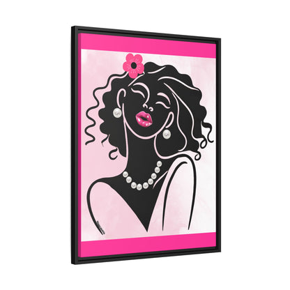 Pearls & Curls 2 | Pink Kiss Framed Matte Canvas Wall Art (black or white frame)