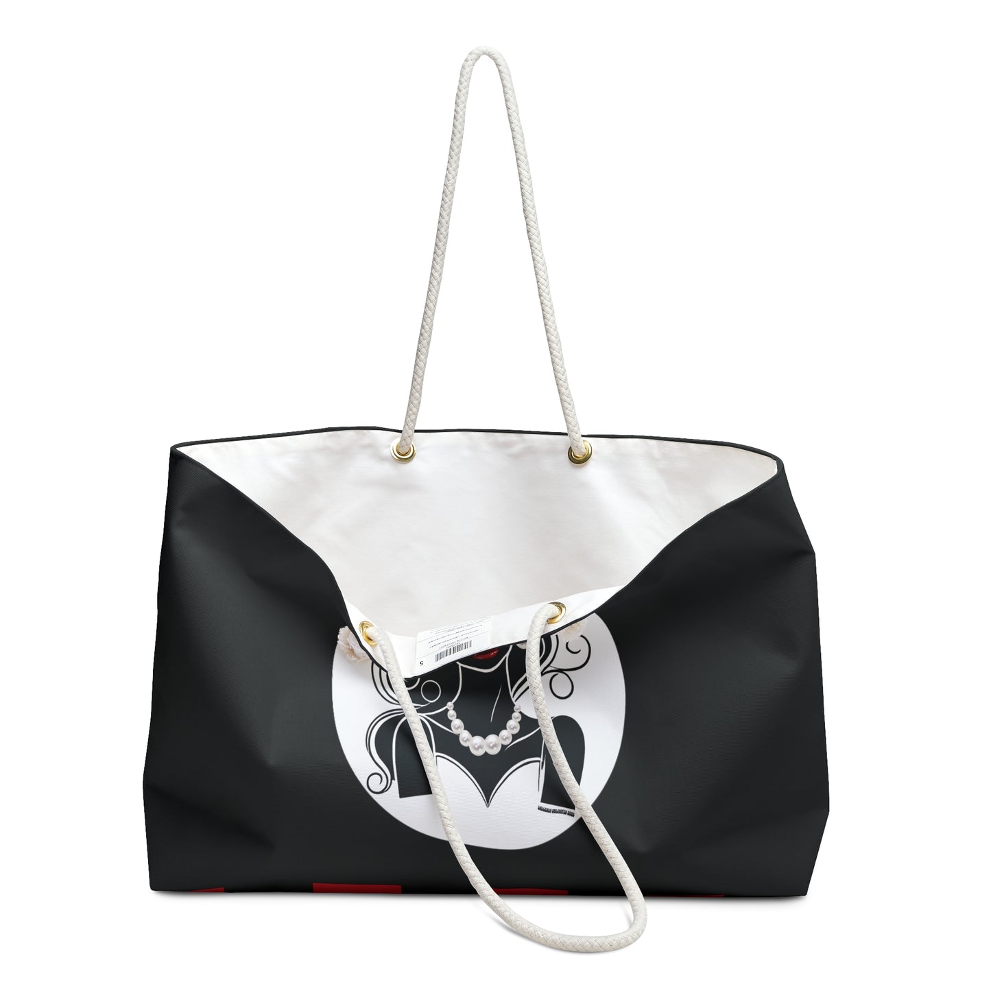 Pearls & Curls1 | Black - Two-Sided Weekender Bag