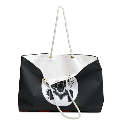 Pearls & Curls1 | Black - Two-Sided Weekender Bag