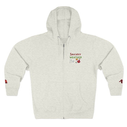 Harvest Haze 5 | 'Sweater Weather' Graphic Icon Zip Hoodie — Cozy Fall Hoodie with Autumn Icons