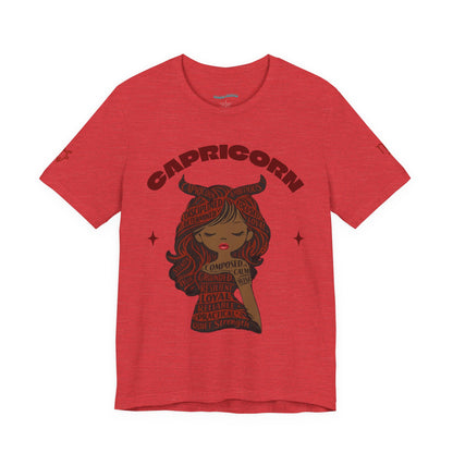 Capricorn | Word Art Graphic Tee (garnet) -- "Capricorn" Definition on Back