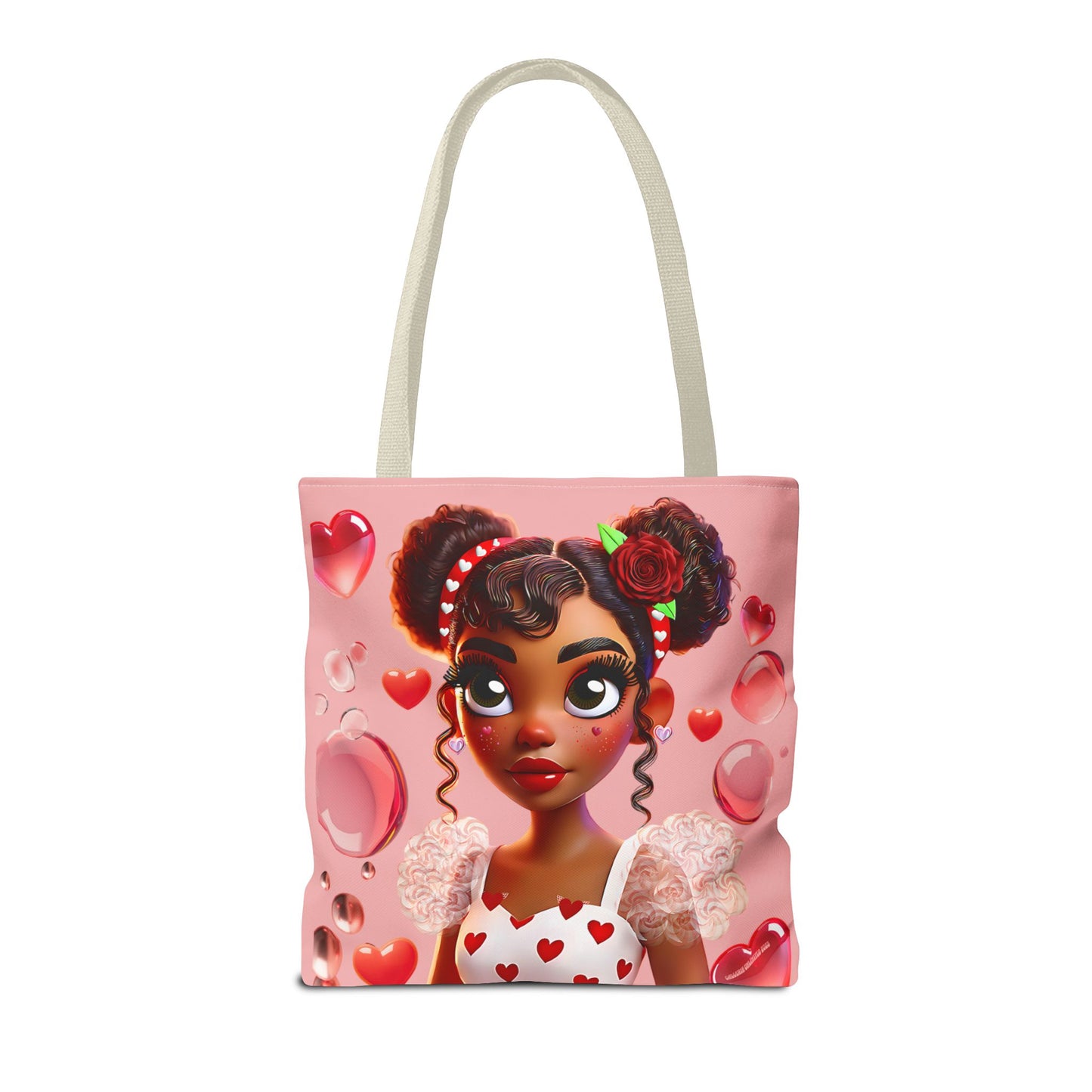 Heartbreaker Girl | Bubble Gum All -Over-Print Two-Tone Tote Bag (multiple strap colors)