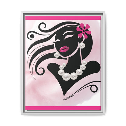 Pearls & Curls6 | Pink Pout - Framed Matte Canvas Art
