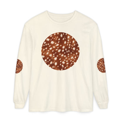 Deer | Fawn Spotted Circle Patch Long Sleeve Tee (Elbow Accents), multiple colors