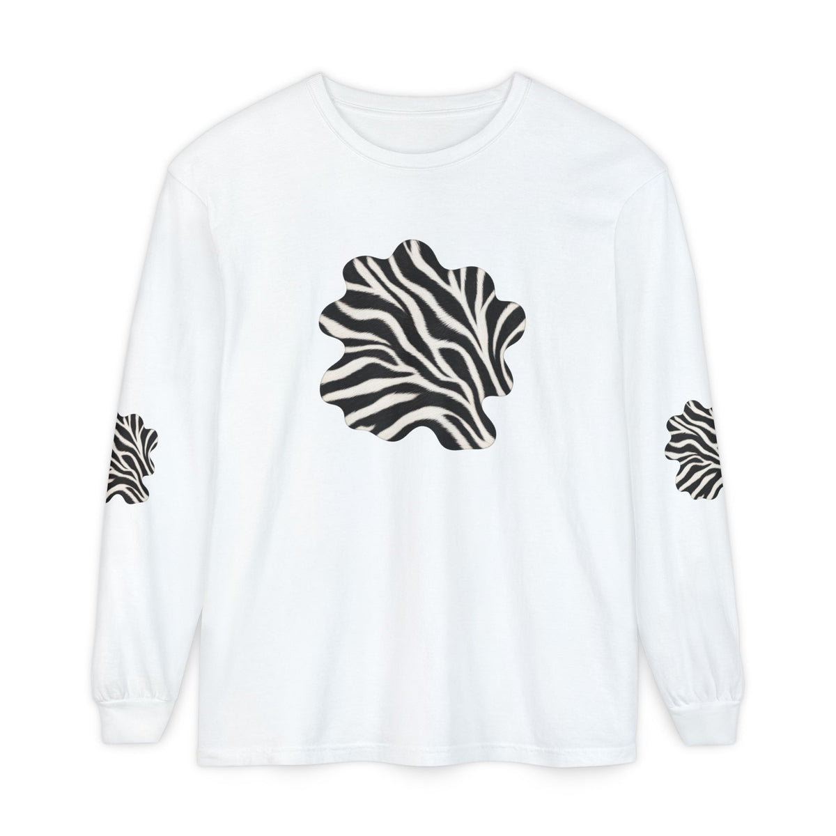 Zebra | Black & White Zebra Patch Long Sleeve Tee (Elbow accents)