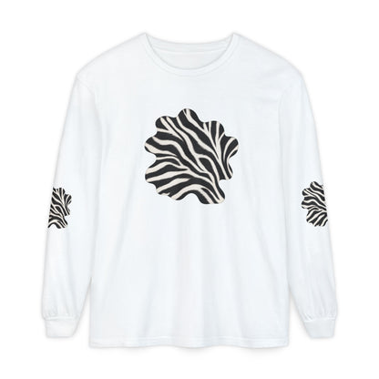 Zebra | Black & White Zebra Patch Long Sleeve Tee (Elbow accents)