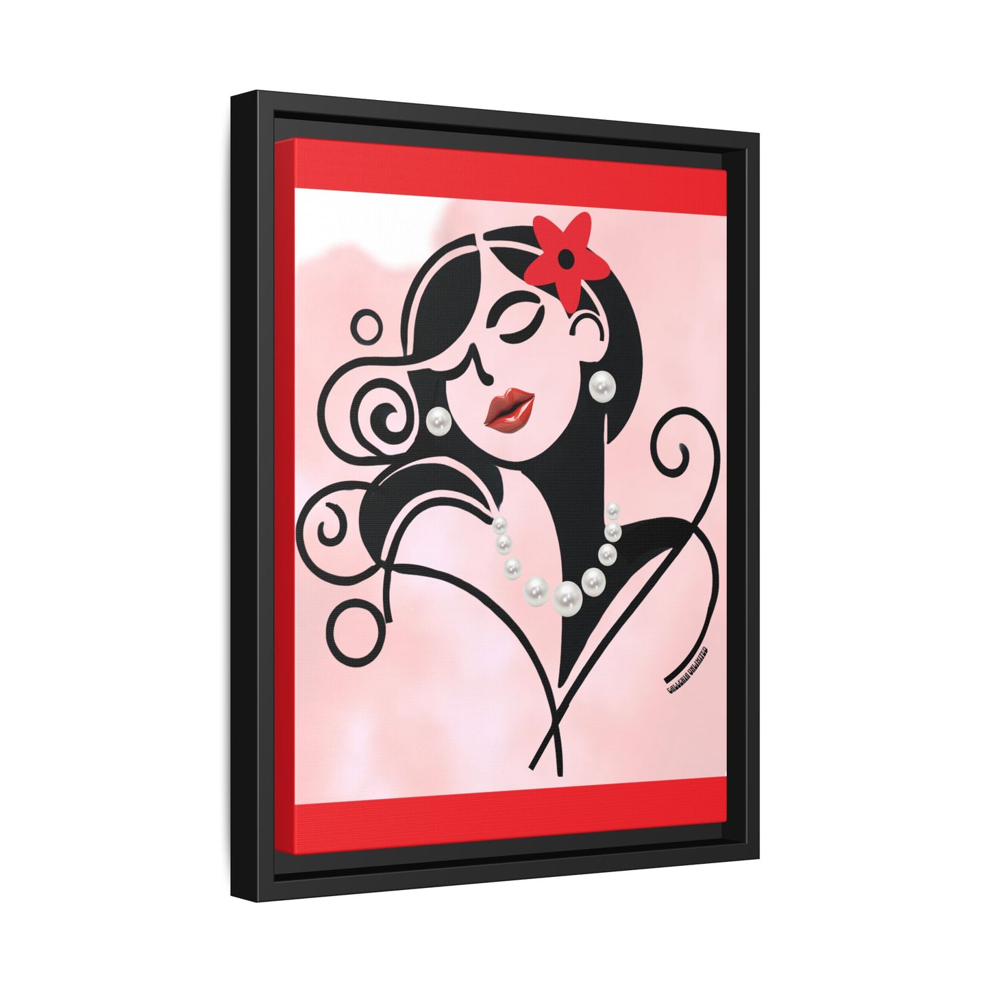 Pearls & Curls 4 | Cherry Kiss Framed Matte Canvas Wall Art (black or white frame)