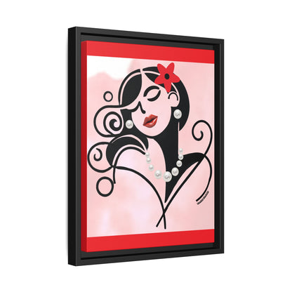 Pearls & Curls 4 | Cherry Kiss Framed Matte Canvas Wall Art (black or white frame)