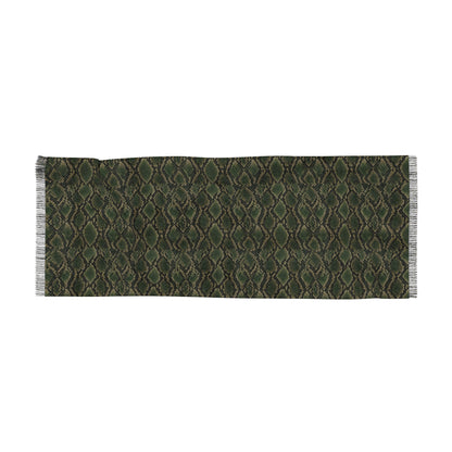 Snake | Olive Snakeskin Light Scarf — Sheer Lightweight Animal Pattern Fashion Scarf