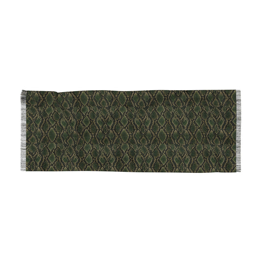 Snake | Olive Snakeskin Light Scarf — Sheer Lightweight Animal Pattern Fashion Scarf