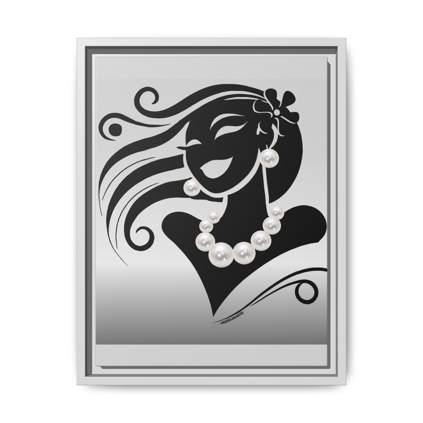 Pearls & Curls 6 | Black and White Framed Matte Canvas Wall Art (black or white frame)