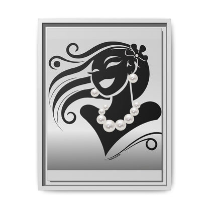 Pearls & Curls 6 | Black and White Framed Matte Canvas Wall Art (black or white frame)