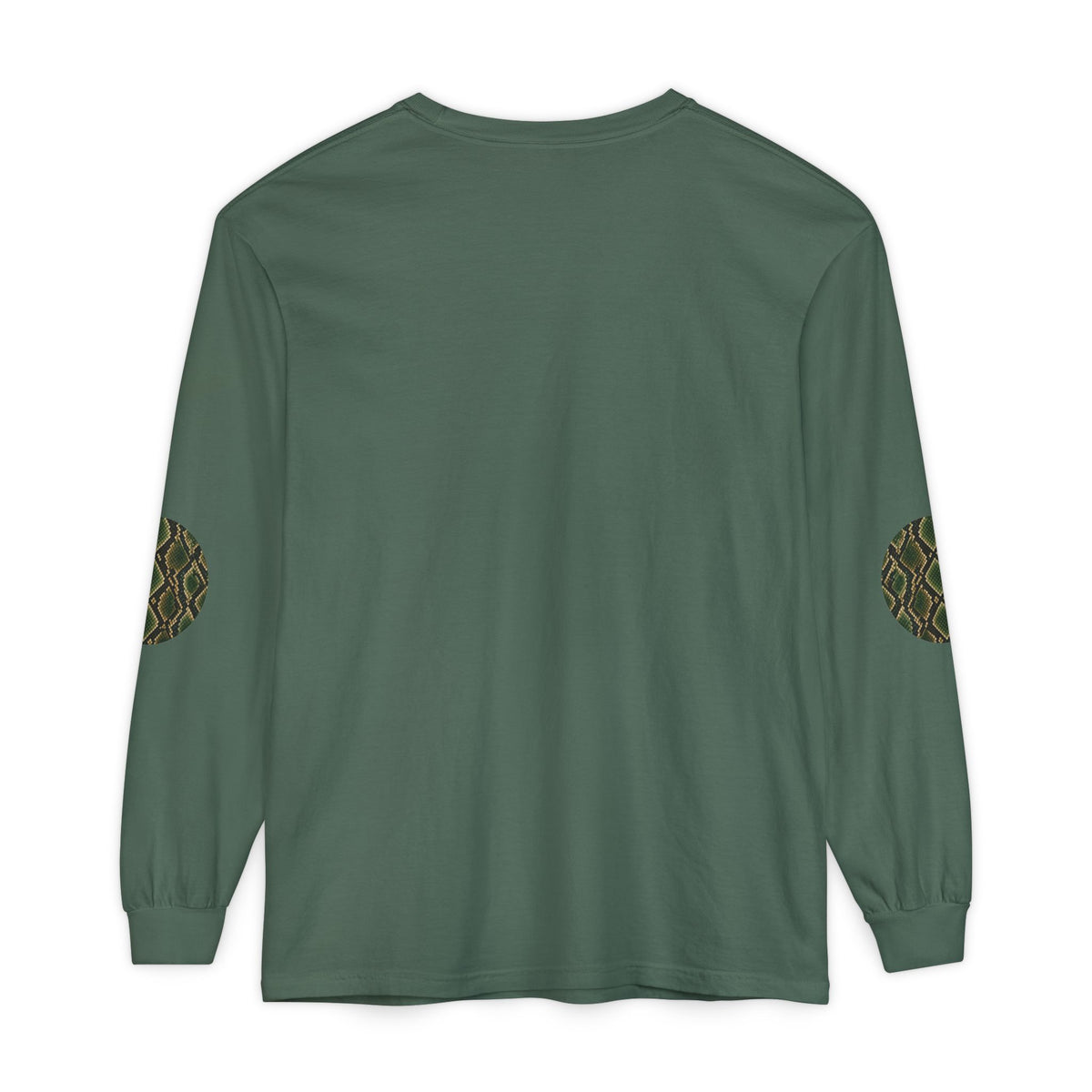 Snake | Olive Snakeskin Circle Patches Long Sleeve Tee (Elbow Accents), multiple shades