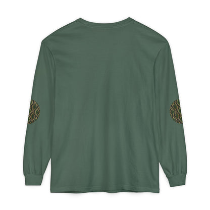 Snake | Olive Snakeskin Circle Patches Long Sleeve Tee (Elbow Accents), multiple shades