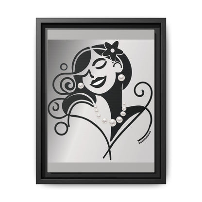 Pearls & Curls4 | Black and White - Framed Matte Canvas Art (black or white frame)