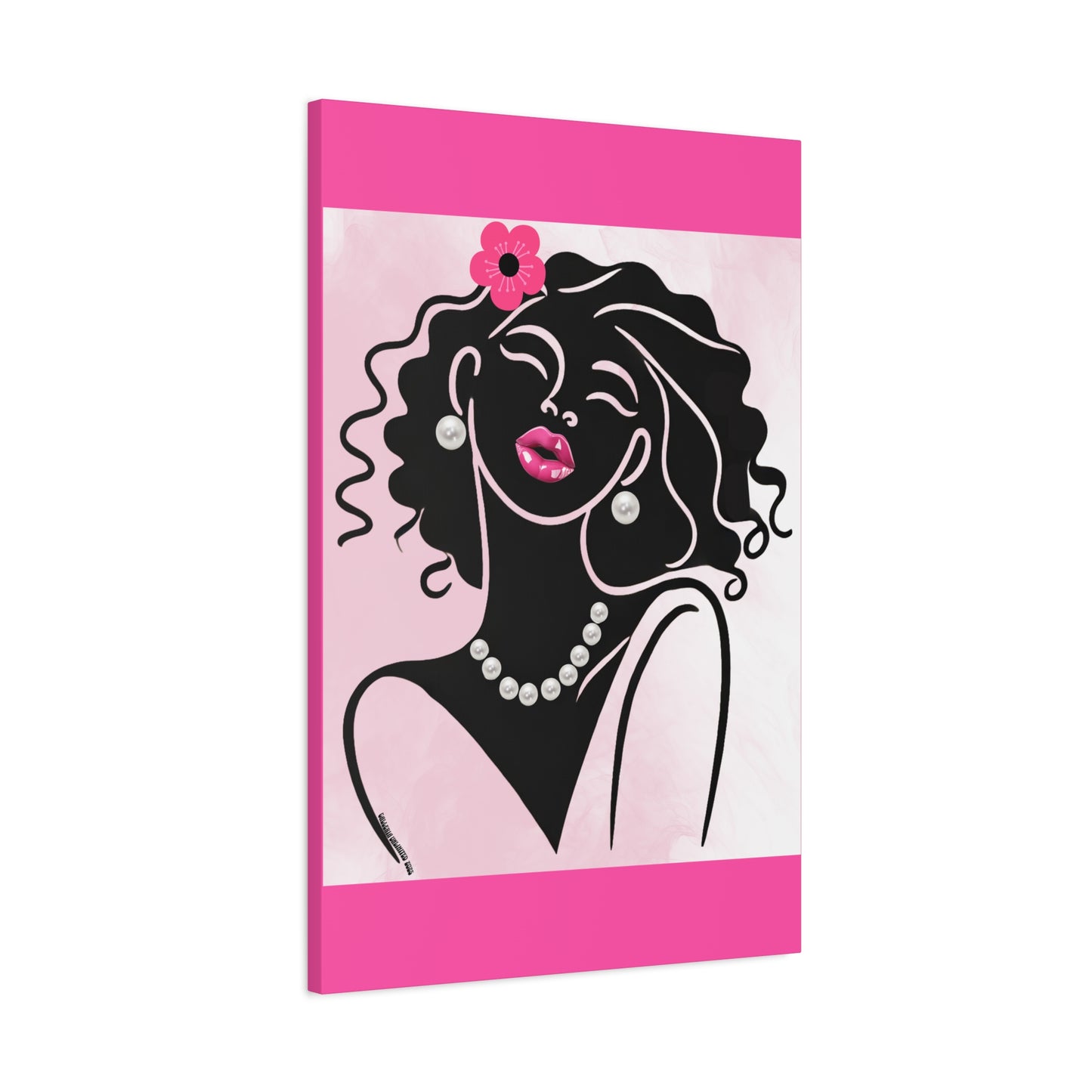Pearls & Curls2 | Pink Pout Matte Canvas Print