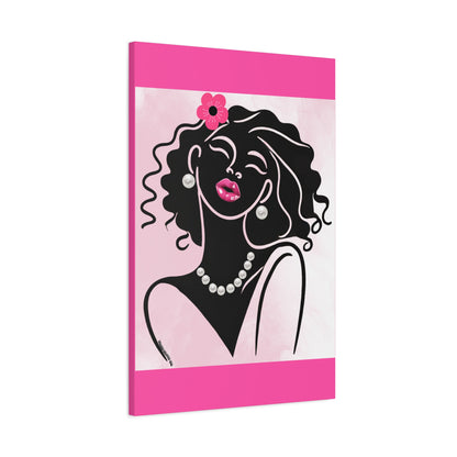 Pearls & Curls2 | Pink Pout Matte Canvas Print