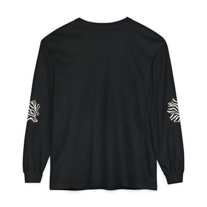 Zebra | Black & White Zebra Patch Long Sleeve Tee (Elbow accents)