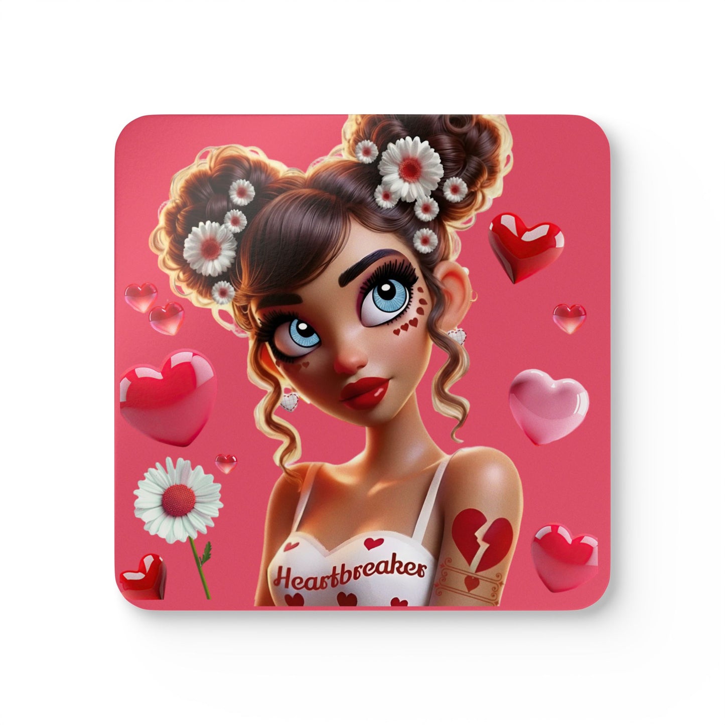 Heartbreaker 1 | Raspberry - Corkwood Coaster Set