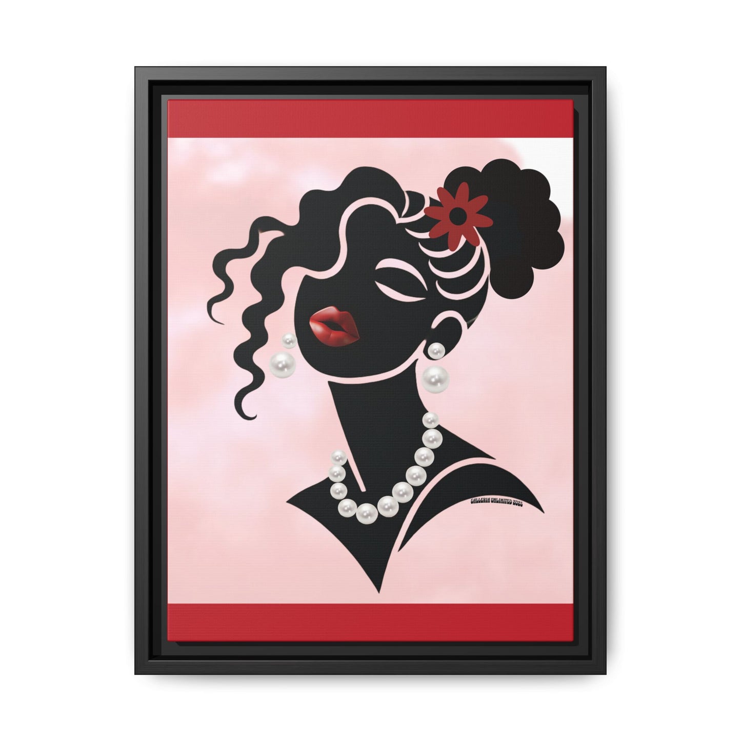 Pearls & Curls5 | Ruby Kiss - Framed Matte Canvas Art (black or white frame)