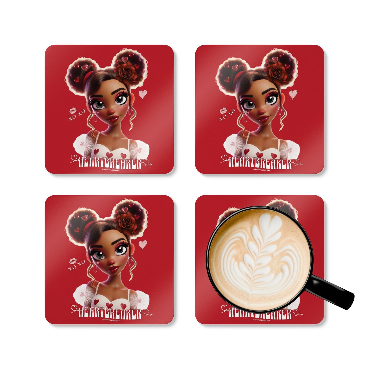 Heartbreaker 3 | Cherry - Corkwood Coaster Set