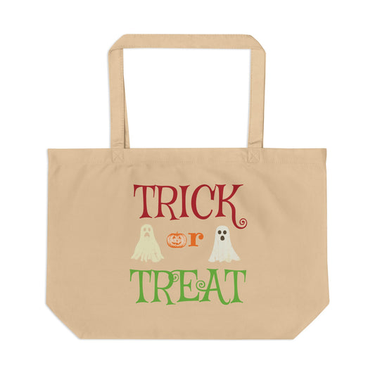 Spooky Season 1 | Halloween Trick or Treat Double-Sided Eco Tote — Cute Cartoon Scary Characters Canvas Bag