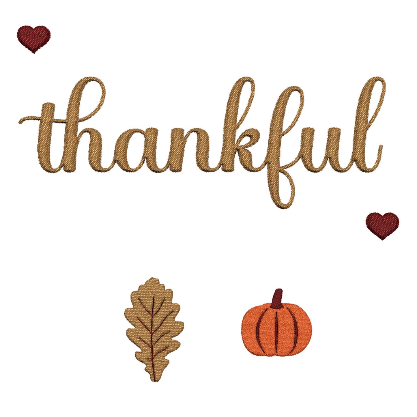 The Thankful Edit1 | Gold Embroidered Thankful Hoodie, maroon hearts (multiple colors)