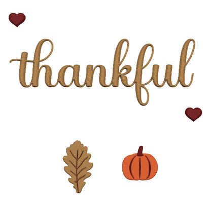 The Thankful Edit1 | Gold Embroidered Thankful Hoodie, maroon hearts (multiple colors)