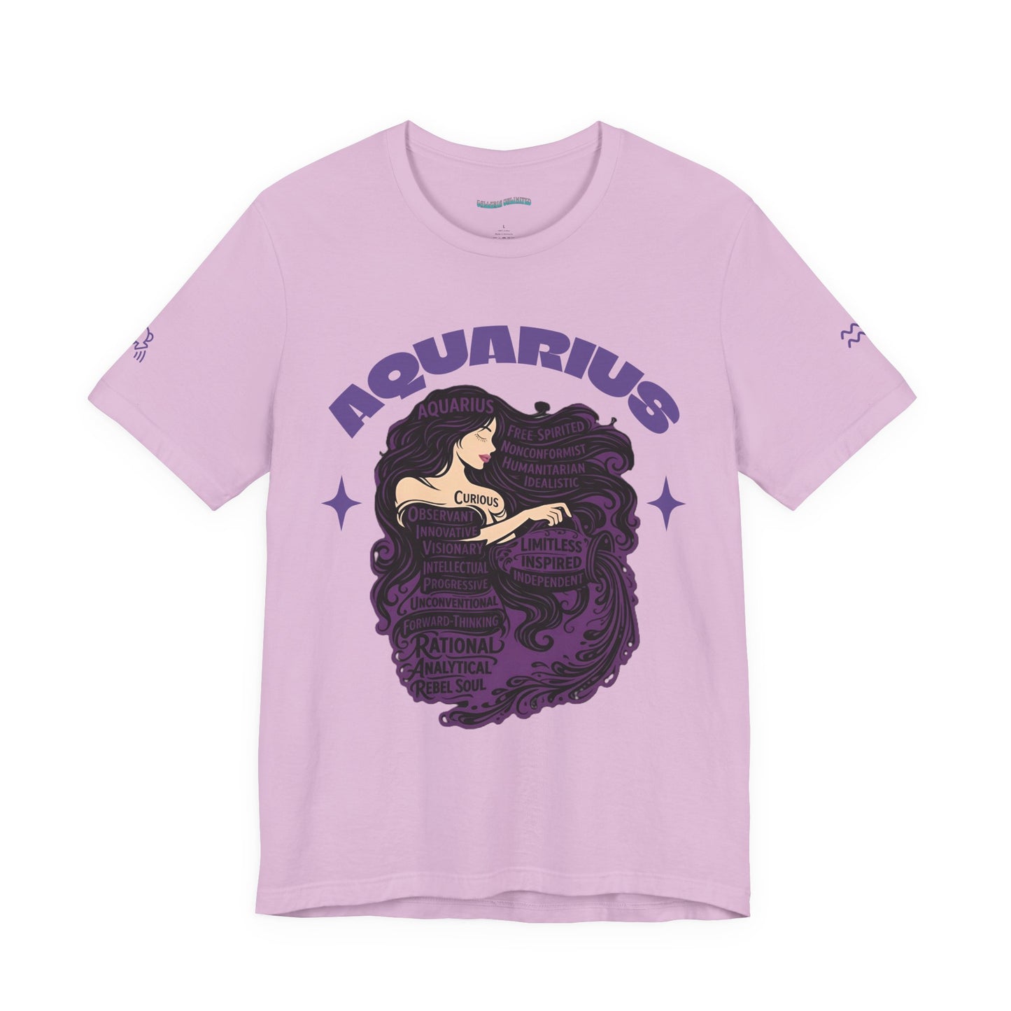 Aquarius | Word Art Graphic Tee2 (amethyst)-"Aquarius" Definition on Back