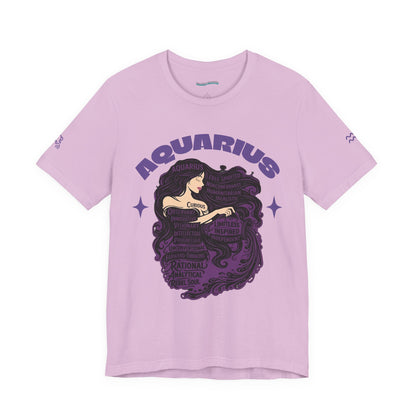 Aquarius | Word Art Graphic Tee2 (amethyst)-"Aquarius" Definition on Back