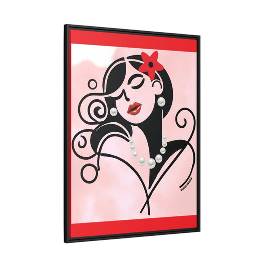 Pearls & Curls 4 | Cherry Kiss Framed Matte Canvas Wall Art (black or white frame)