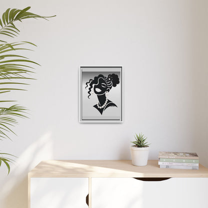 Pearls & Curls 2 | Black and White Framed Matte Canvas Wall Art (black or white frame)