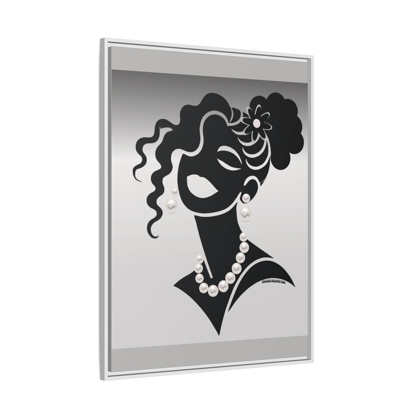 Pearls & Curls5 | Black and White - Framed Matte Canvas Art (black or white frame)