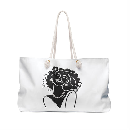 Pearls & Curls 2 | White Double-Sided Weekender Bag