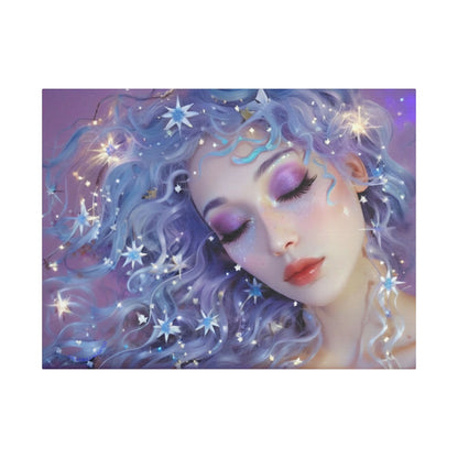 Winter Fantasy 5 | Celestial Maiden Slumber Satin Stretched Canvas Print