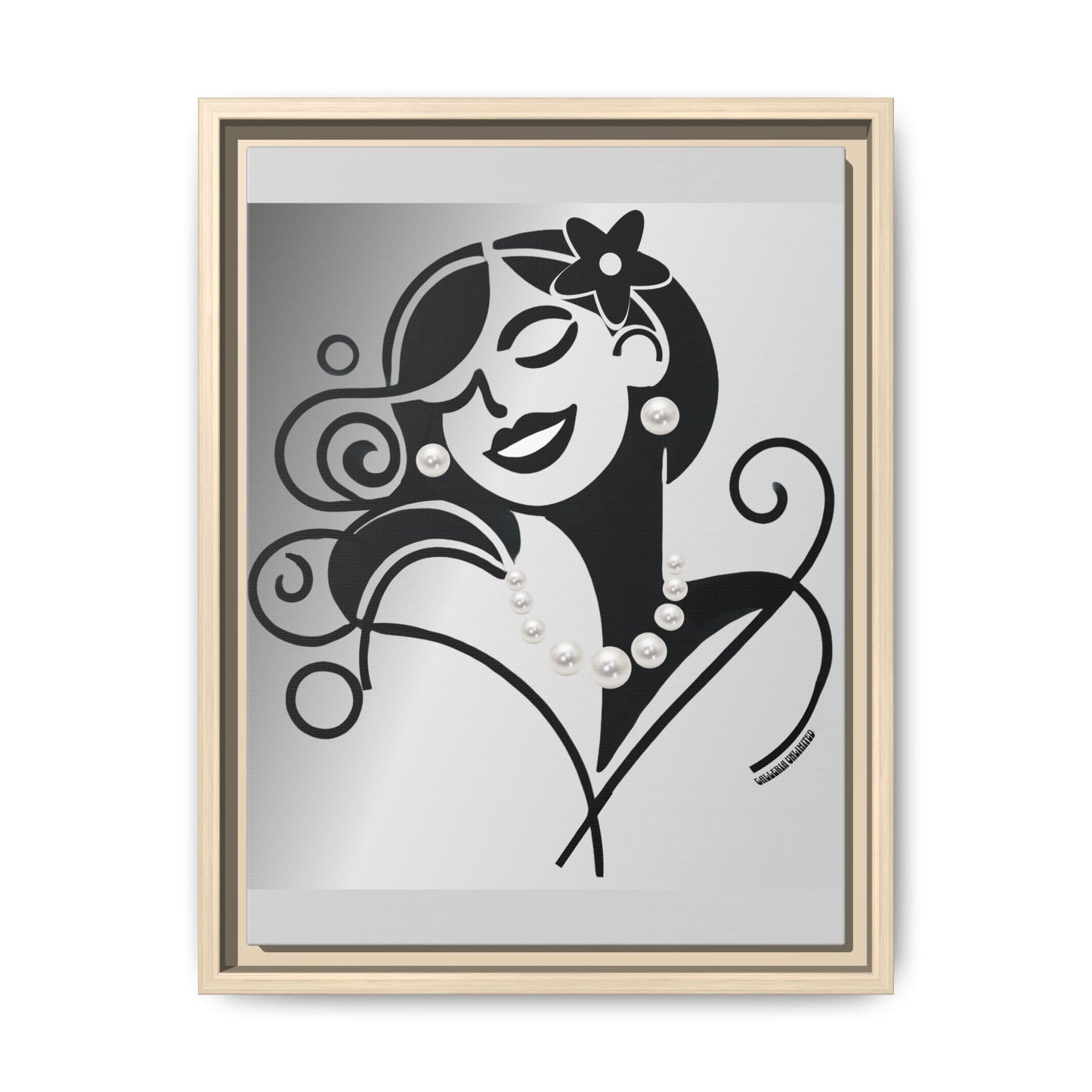 Pearls & Curls 4 | Black and White Framed Matte Canvas Wall Art (black or white frame)