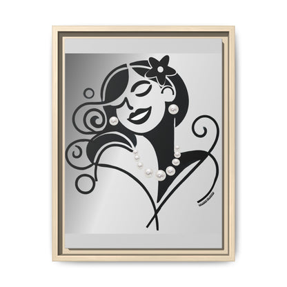 Pearls & Curls 4 | Black and White Framed Matte Canvas Wall Art (black or white frame)