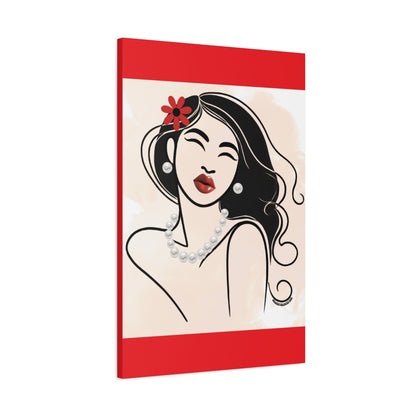 Pearls & Curls3 | Scarlet Kiss Matte Canvas Print
