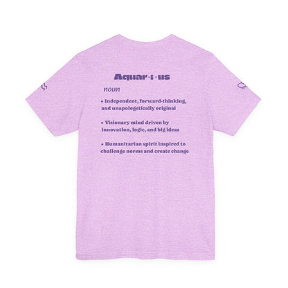 Aquarius | Word Art Graphic Tee2 (amethyst)-"Aquarius" Definition on Back
