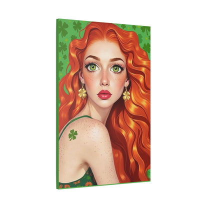 Clovers 4 | Shamrock Goddess, Stretched Satin Canvas Print