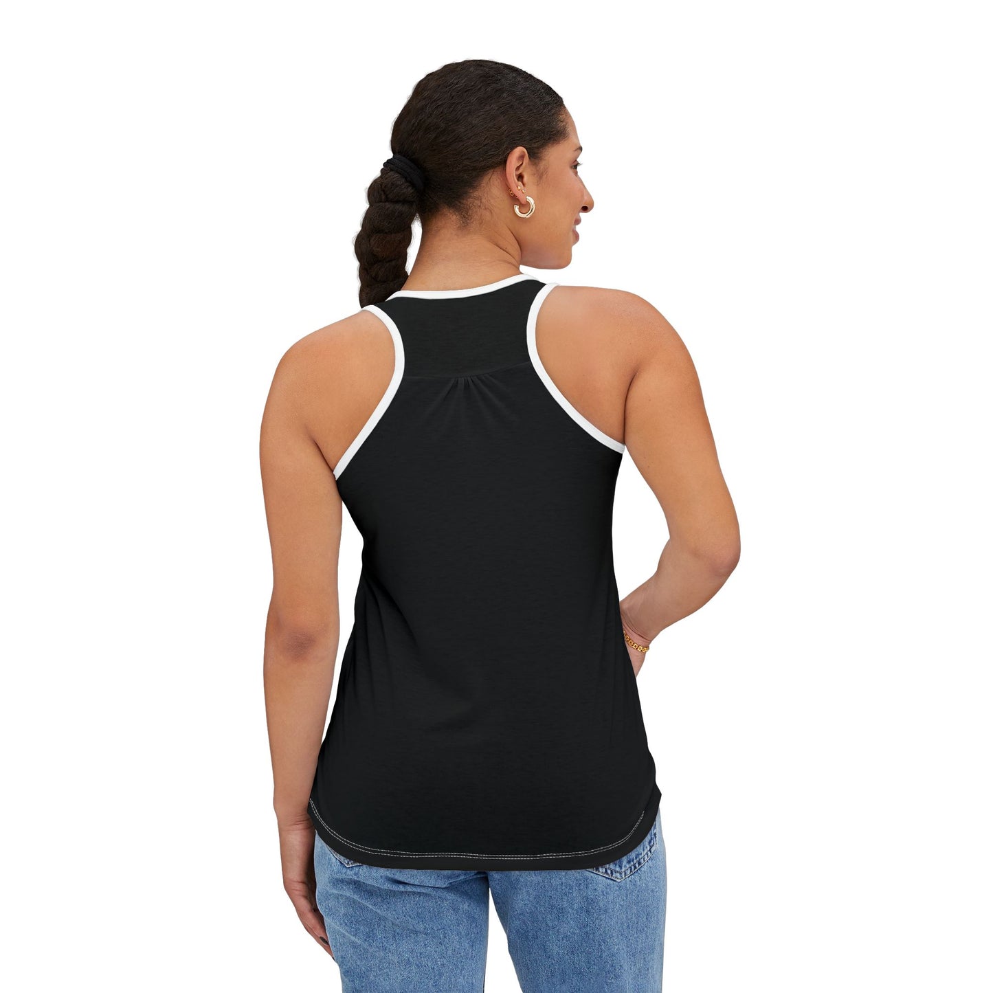 Pearls & Curls2 | Black - Plain Ringer Tank (black or white trim)