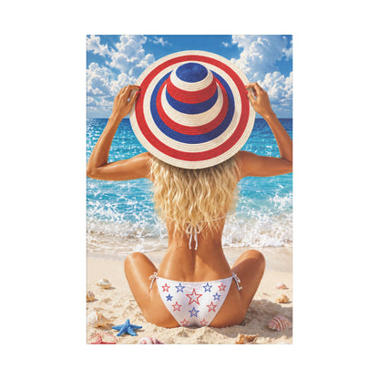 Stars, Stripes, & Sunlight | Coastal Blonde, Satin Canvas, Stretched
