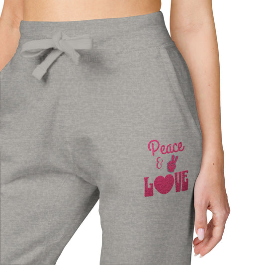 The Cozy Edit2 | "Peace & Love" Fleece Lounge Joggers, PINK Palette (multiple colors)