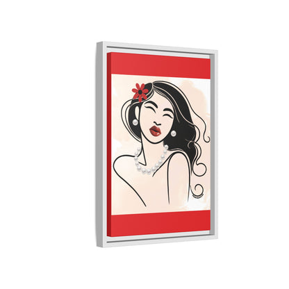 Pearls & Curls3 | Scarlet Kiss - Framed Matte Canvas Art (black or white frame)