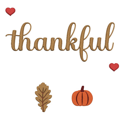 The Thankful Edit1 |Gold Embroidered Thankful Hoodie, red hearts (multiple colors)