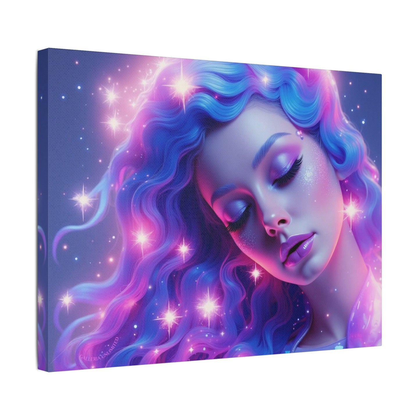 Winter Fantasy 2 | Dreamy Neon Muse Satin Stretched Canvas Print