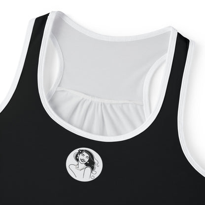 Pearls & Curls3 | Black - Plain Ringer Tank (black or white trim)