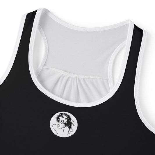 Pearls & Curls3 | Black - Plain Ringer Tank (black or white trim)